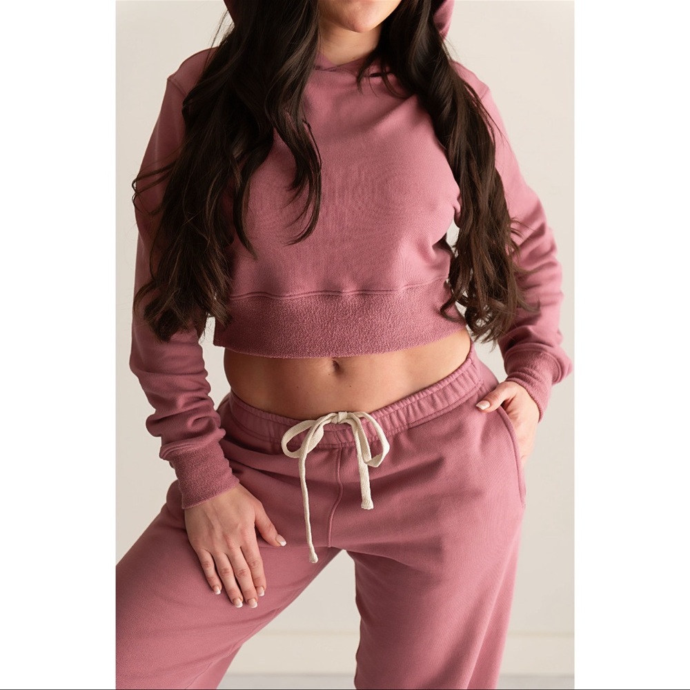 Cropped hoodie in rose color by tribe of Wild